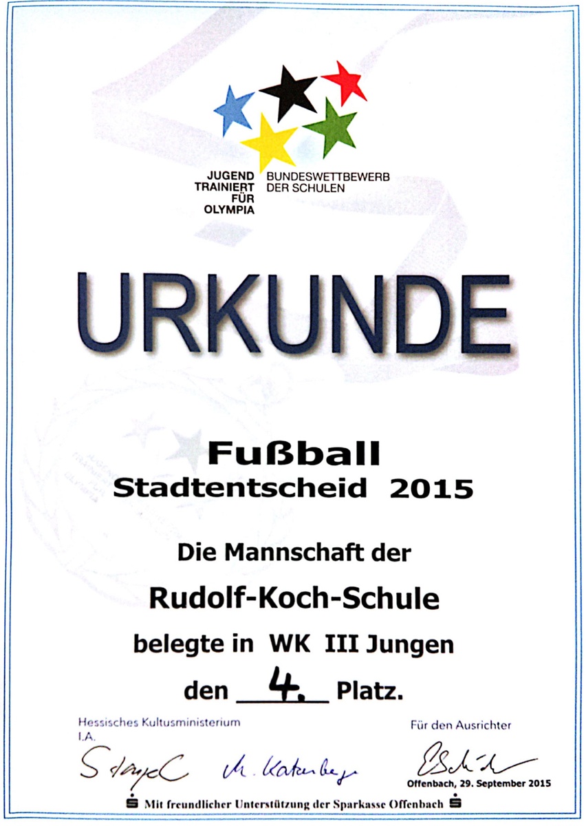 JTFO Urkunde Fuball WK III Jungen 2015